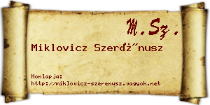 Miklovicz Szerénusz névjegykártya